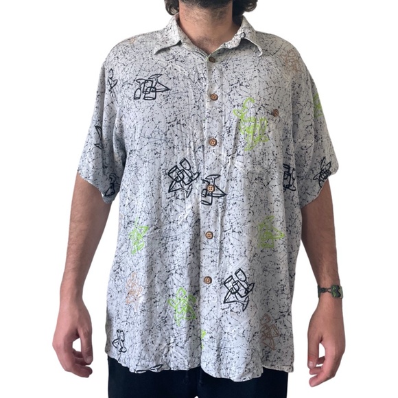 Vintage M.E. Sport Abstract Design Hawaiian Shirt - Picture 1 of 6